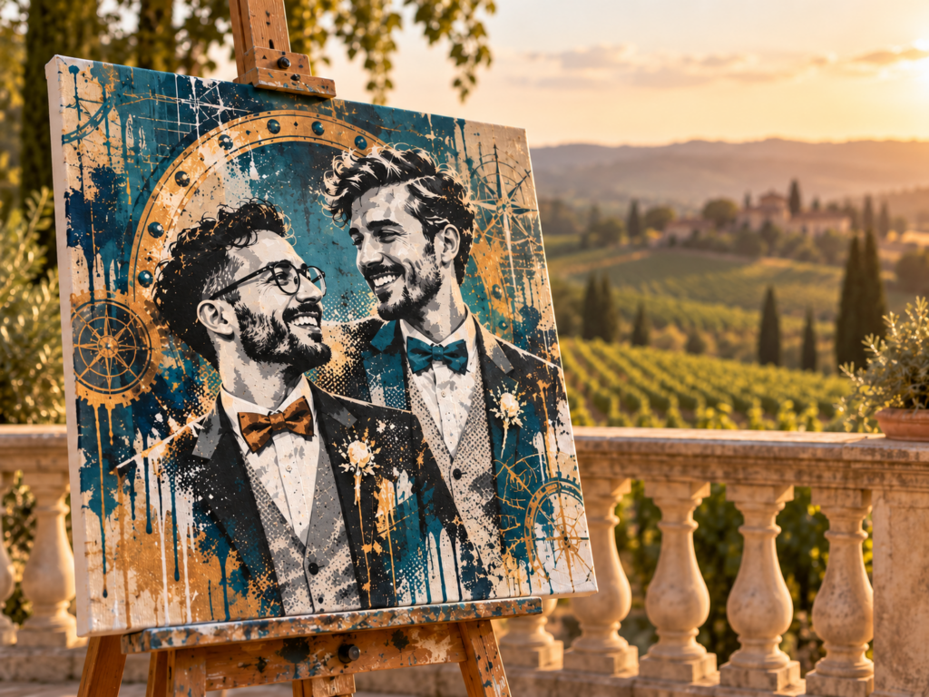 Tableau de mariage style nautilus, en wedding-painting.