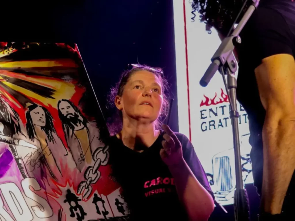 Signature du groupe The Lords of Altamont sur la toile du live-painting