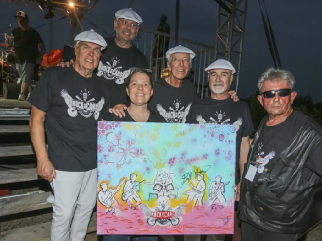 the rubettes et carole tournier avec le tableau signé du live-painting