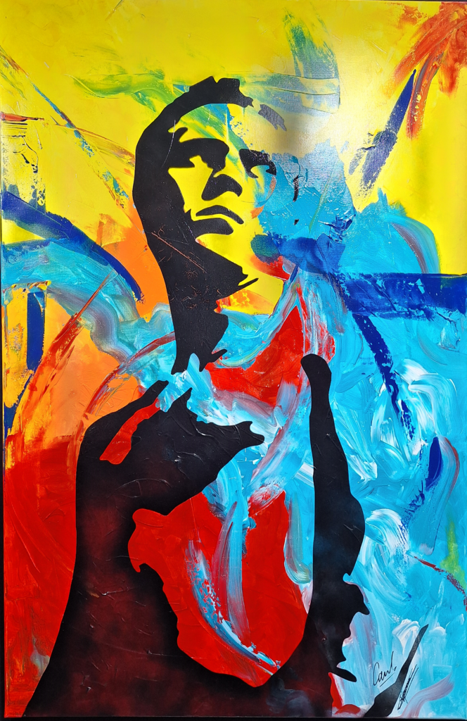 Tableau à la peinture acrylique de Carole Tournier. Le Mac