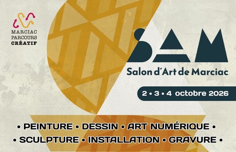 affiche du Salon d'Art de Marciac avec sculptures en verre de Carole Tournier