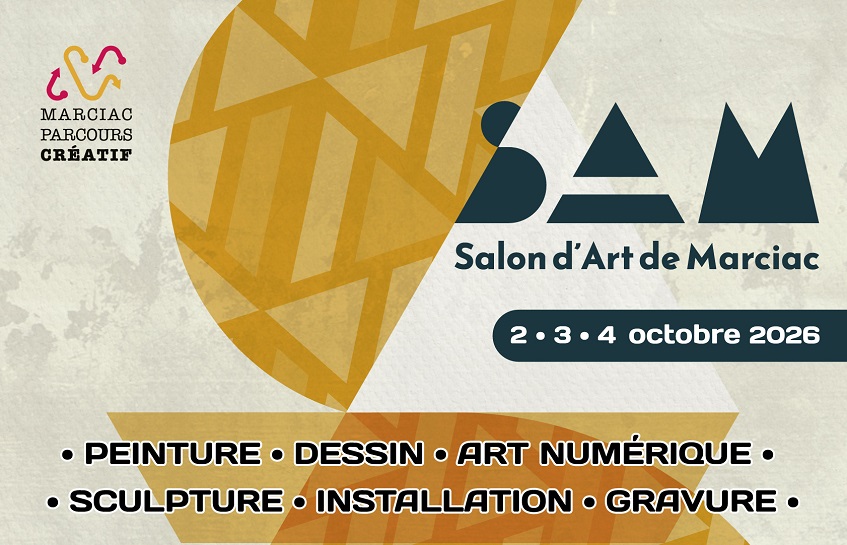 affiche du Salon d'Art de Marciac avec sculptures en verre de Carole Tournier